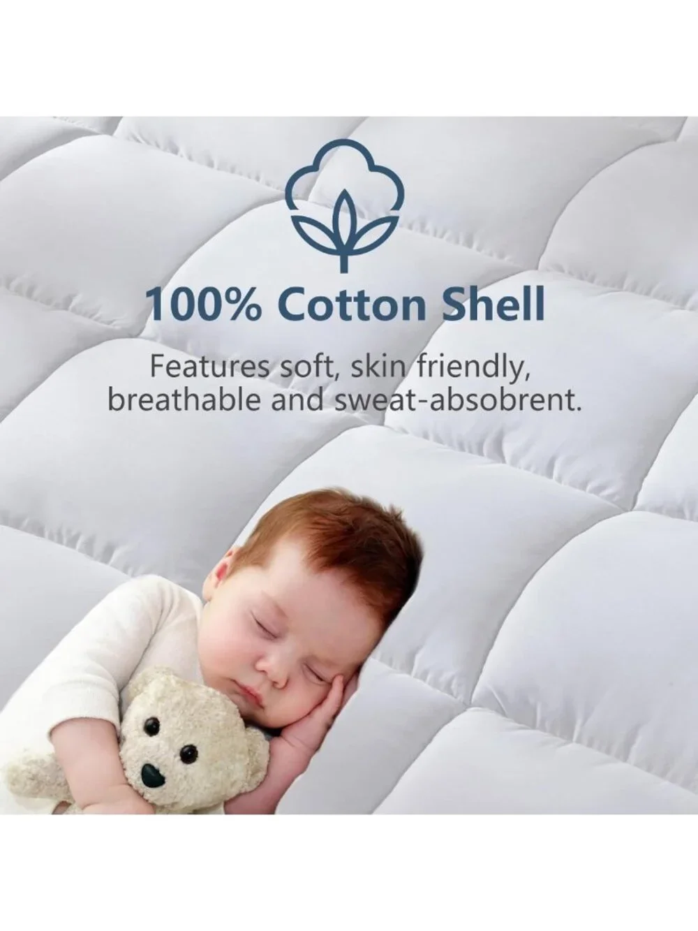 Cooling Twin Size Mattress Pad - Soft Pillow Top Cotton Mattress Topper
